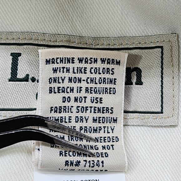 LL Bean Pants Mens 40x28 Tan Khaki Classic Fit Flat Front Chinos Pockets Office‎ - Picture 5 of 11